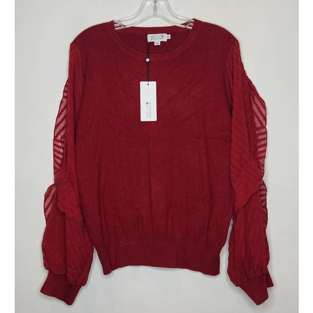 NWT Molly Braken red flutter sleeve sweater blouse - medium / large